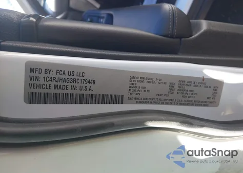 2024 Jeep Grand Cherokee Laredo X 4X4 z USA, uszkodzony, nr VIN 1C4RJHAG3RC179449